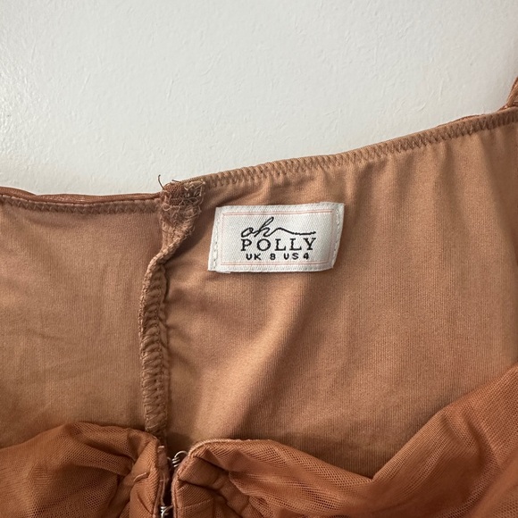 Oh Polly Brown Ruched Long Sleeve Top - Picture 2 of 2